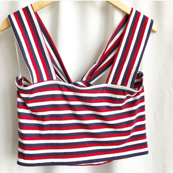Topshop red, white and blue stripe crop top | - Picture 3 of 3